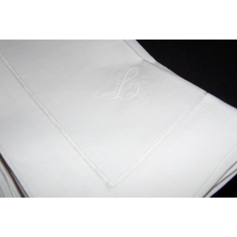 12 PC EMBROIDERY CURSIVE L CLOTH NAPKINS - Picture 4 of 7